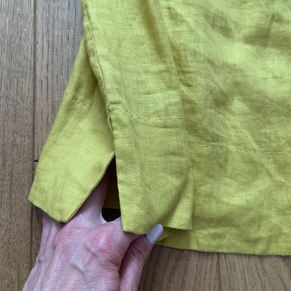 Women's Anne Klein V-Neck Linen 3/4 Sleeve Tunic Top Mustard Sequin Size S - Picture 3 of 7